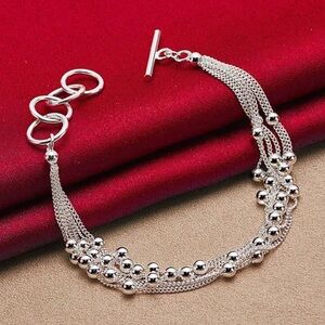 925 Smooth Beads Multi-Chain Bracelet